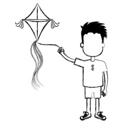 happy little boy flying kite character