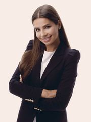 closeup of a smiling business woman standing