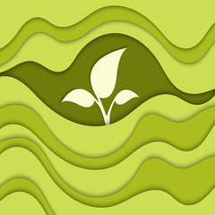 Abstract green background with waves. Abstract wavy background. 