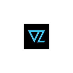 art of blue letter vz with black background logo vector