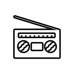 playing radio outlined vector icon, outlined symbol of radio player.Simple, modern flat vector illustration for mobile app, website or desktop app