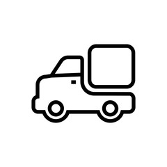 lorry truck in motion outlined vector icon, truck moving to left outlined symbol. Simple, modern flat vector illustration for mobile app, website or desktop app