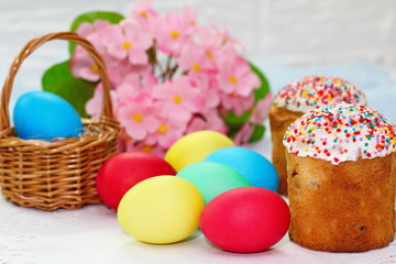 Easter cake and eggs
