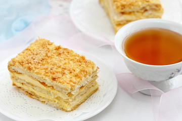 Delicious layer cake with cream