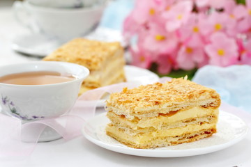 Delicious layer cake with cream