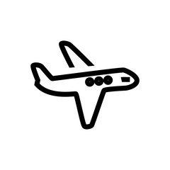 flying airplane outlined vector icon. Outlined symbol of aircraft. Simple, modern flat vector illustration for mobile app, website or desktop app