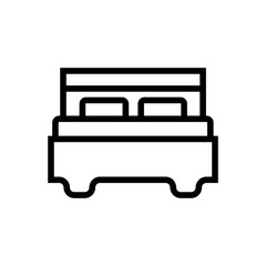 double bed outlined vector icon. Outlined symbol of bed for two people. Simple, modern flat vector illustration for mobile app, website or desktop app