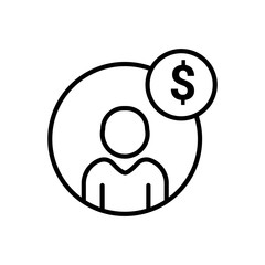 profile cost outlined vector icon. Outlined symbol of online account price. Simple, modern flat vector illustration for mobile app, website or desktop app