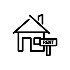 house rent outlined vector icon. Outlined symbol of apartment rental. Simple, modern flat vector illustration for mobile app, website or desktop app