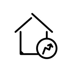 real estate prices uplift outlined vector icon. Outlined symbol of property cost increase. Simple, modern flat vector illustration for mobile app, website or desktop app
