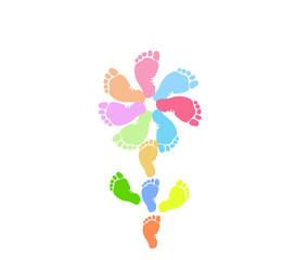 Abstraction of a flower from a children's footprint. Children are the flowers of life.