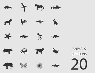 Animals set of flat icons. Vector illustration