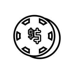 casino chip outlined vector icon