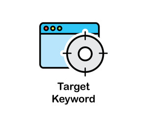 target keyword icon search engine optimization cartoon design illustration.cartoon design style, designed for web and app