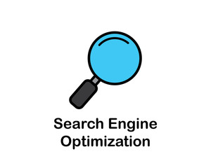 magnifier icon search engine optimization cartoon design illustration.cartoon design style, designed for web and app