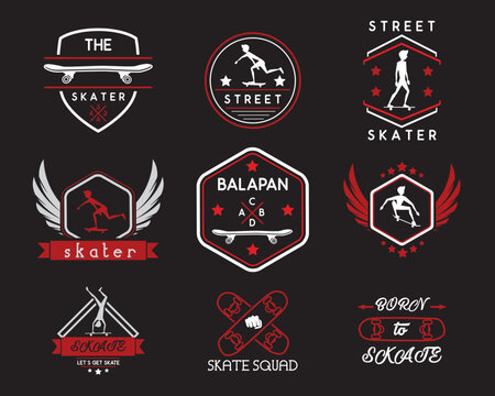 skateboard vintage retro logo badge design illustration,vintage design style, designed for apparel and logo
