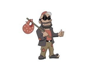 Hobo character 1 with glasses