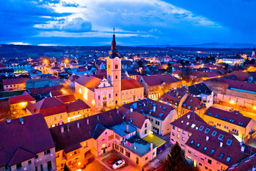 Town of Krizevci aerial panoramic night view