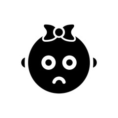 sad baby girl filled vector icon