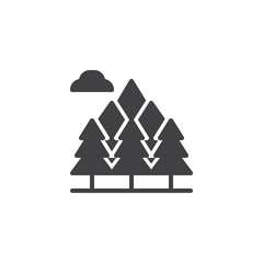 Reserve forest vector icon. filled flat sign for mobile concept and web design. Trees and cloud simple solid icon. symbol, logo illustration. Pixel perfect vector graphics