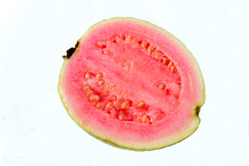 fresh red guava on white background