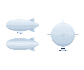 Naklejka na ściany i meble Modern air vehicles. Air balloon aerostat in different angles.