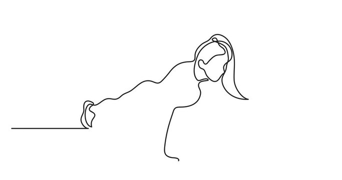 Animation of one line drawing of woman doing pushups