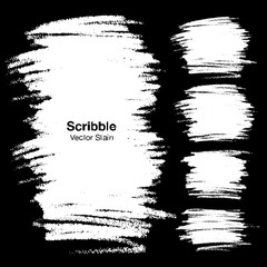 Set of White Scribble Stains Hand drawn in Pencil. Vector illustration. 