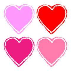 Set of colorful grunge hearts. Vector illustration. 