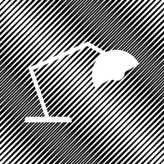 Office table lamp sign illustration. Vector. Icon. Hole in moire