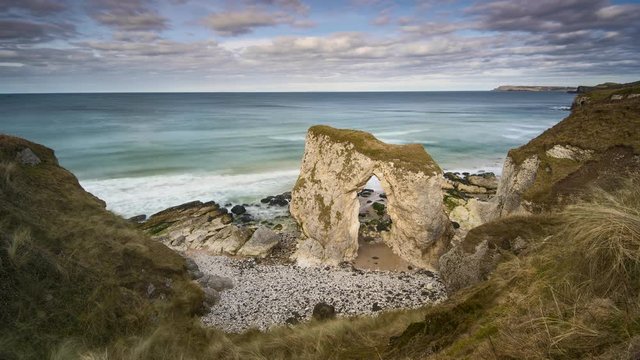 Coastal time lapse white cliffs Northern Ireland