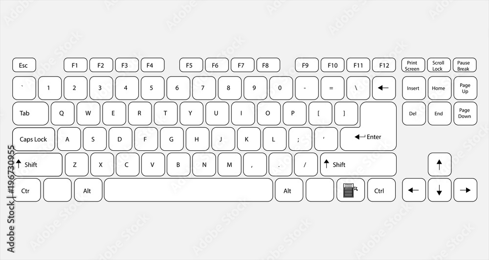 Wall mural computer keyboard with signed keys