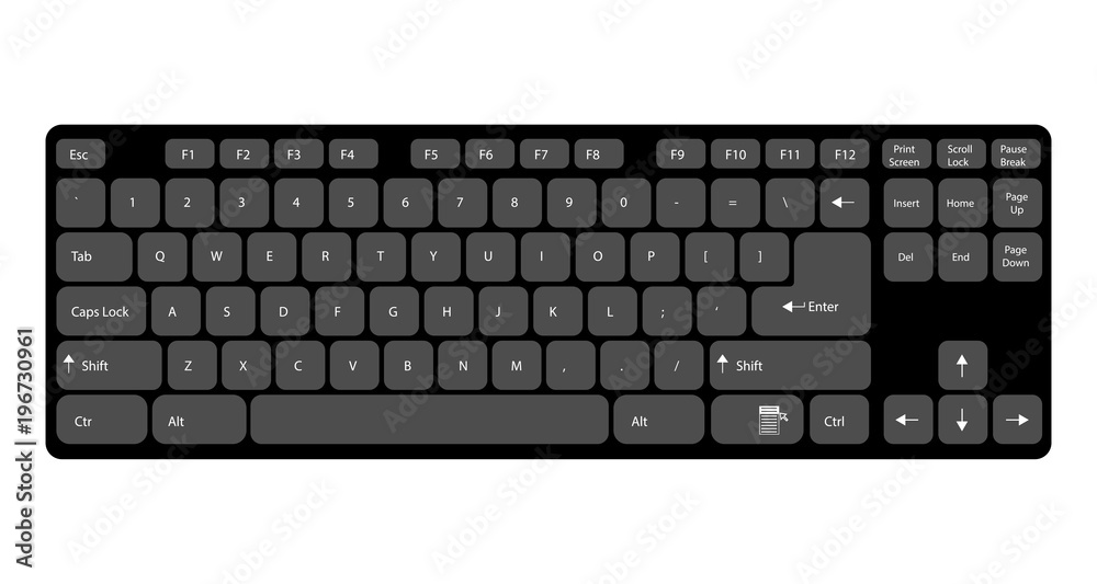 Wall mural computer keyboard with signed keys