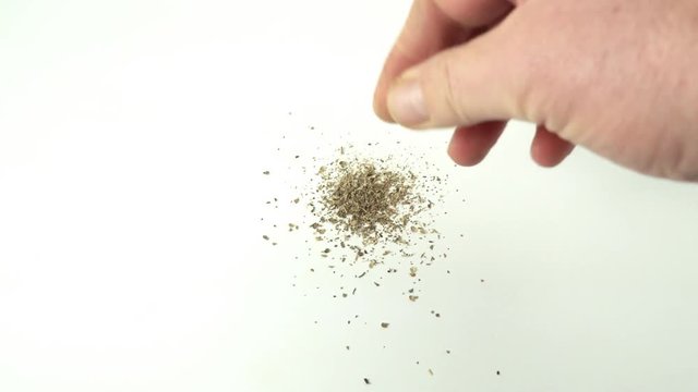 oregano leaves on a white surface