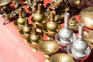 Fototapeta na wymiar Traditional Brass ware at asian market