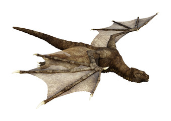 3D Rendering Fantasy Dragon on White