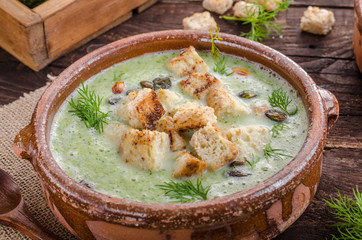 Broccoli soup vintage photography