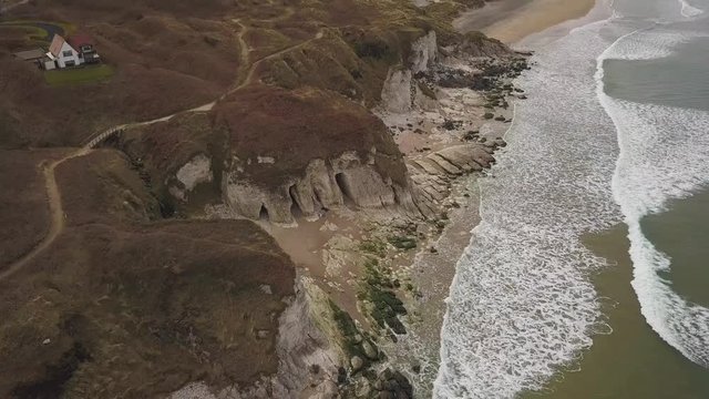 Sweeping aerial shot of the stunning Northern Ireland Coast