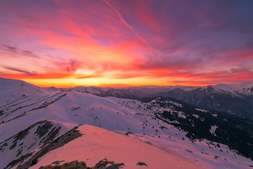 Fototapeta na wymiar Alpine Sunset On Agrafa Mountains