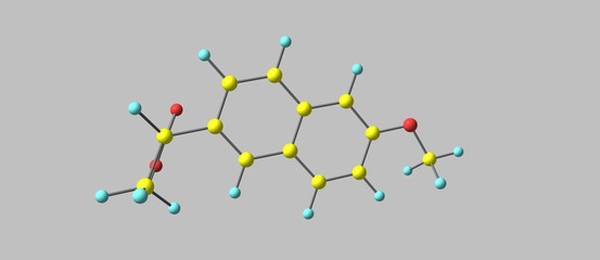 Naproxen structure isolated on grey background