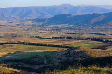 Scenic landscape with settlements, Armenian-Georgian border