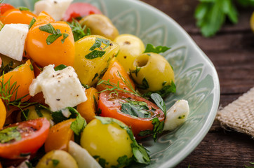 Fresh tomato olives salad feta cheese