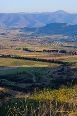 Fototapeta premium Scenic landscape with settlements, Armenian-Georgian border