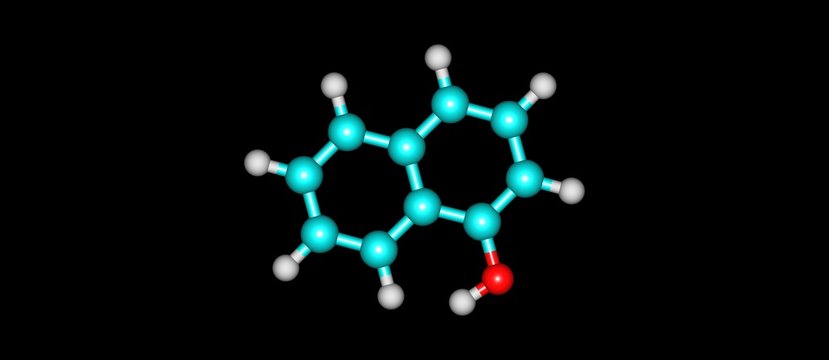 Naphthol structure isolated on black background