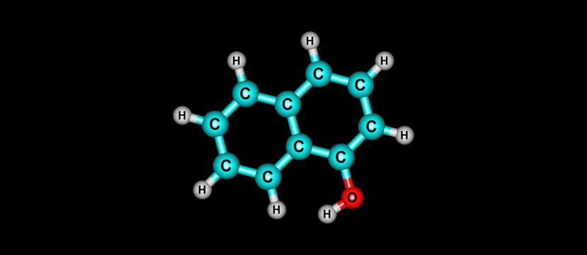 Naphthol structure isolated on black background