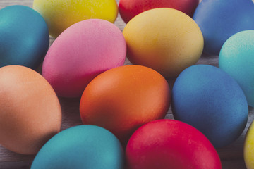 Retro Photo of Easter Eggs Heap In the Basket
