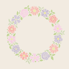 Vintage floral background with hand drawn flowers. Spring, wedding and birthday card. Vector.