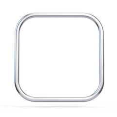Metall frame square with rounded corners isolated on white. 3d rendering