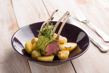 lamb chop with potatoes