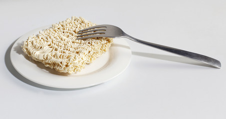 instant noodles, on white background, composition